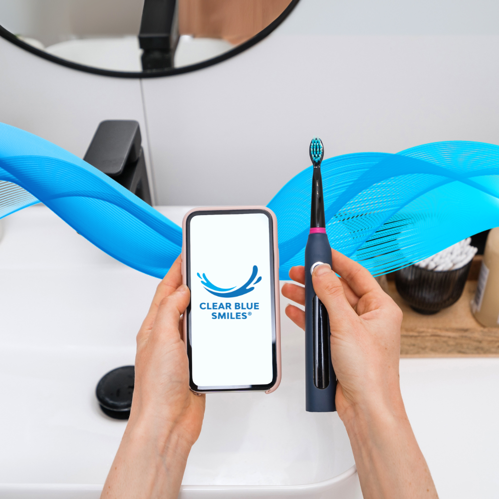 Patient doing at-home remote monitoring scan for clear aligner treatment